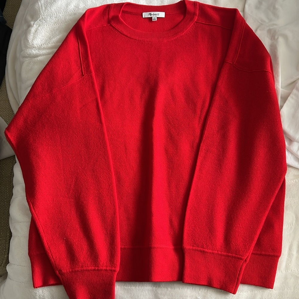 Madewell merino wool sweatshirt, XL, bright cherry